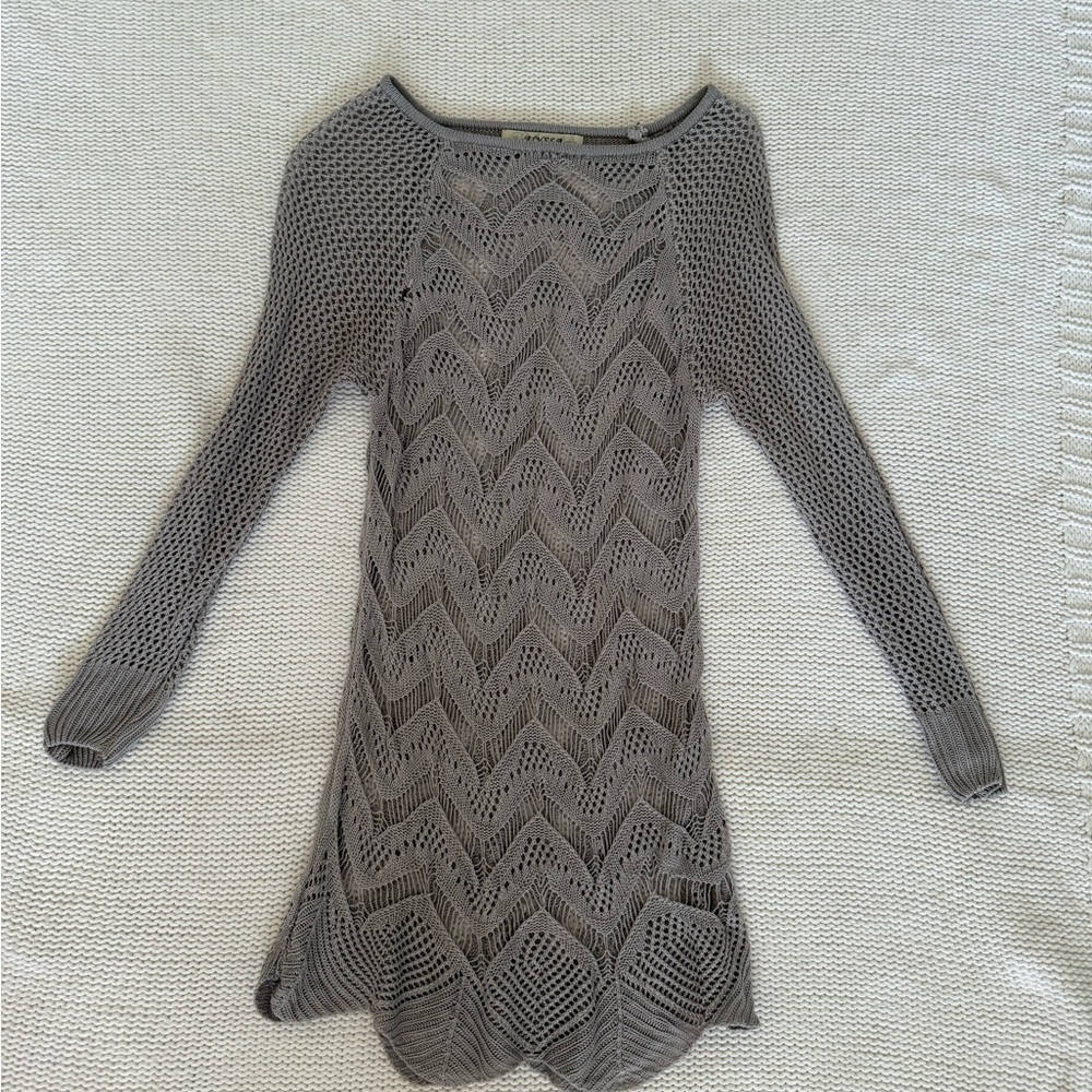 Chic Long Sleeve Knit Dress in Gray